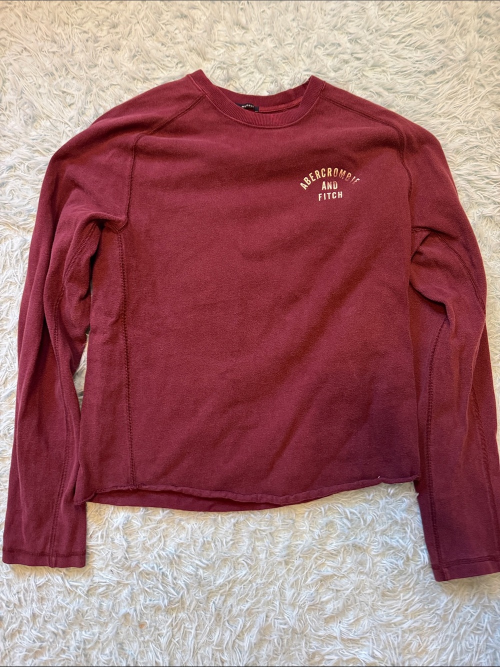 Abercrombie & Fitch Men's Burgundy Crewneck Sweatshirt